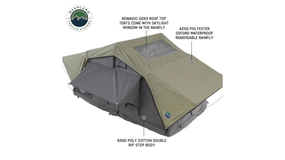 Overland Vehicle Systems N3S Nomadic 3 Standard Roof Top Tent 5 Overland Vehicle Systems N3S Nomadic 3 Standard Roof Top Tent - Image 3