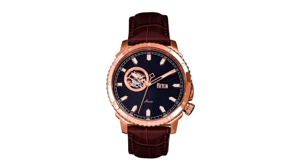 Reign Bauer Automatic Semi-Skeleton Leather-Band Watch 9 Reign Bauer Automatic Semi-Skeleton Leather-Band Watch - Image 7