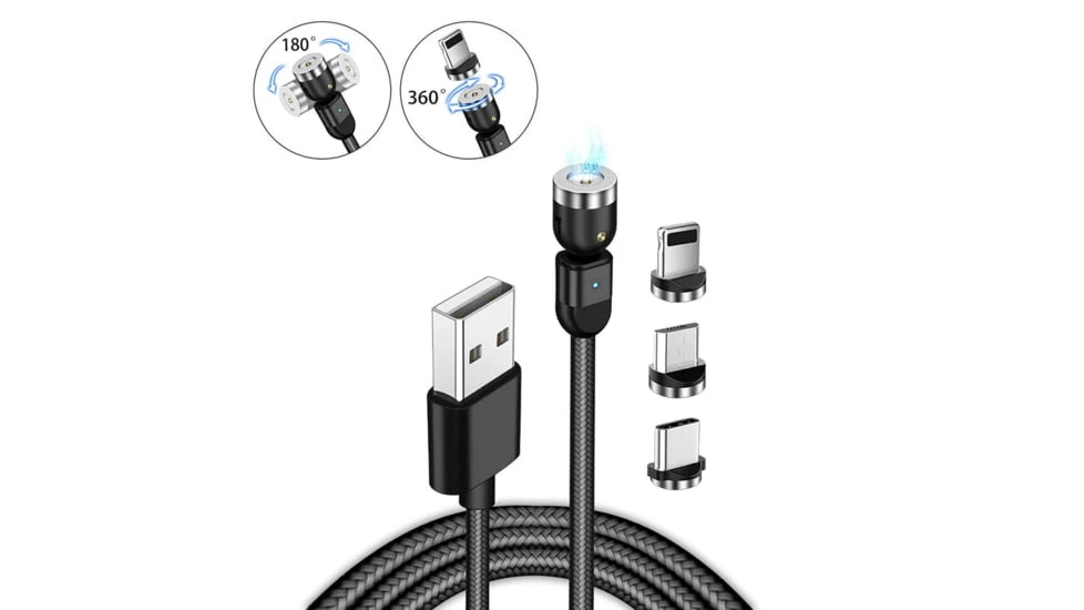Statik 360 Universal Charge Cable W/ 3 Rotating Magnetic Connectors 3ft/1M 4 Statik 360 Universal Charge Cable W/ 3 Rotating Magnetic Connectors 3ft/1M - Image 2