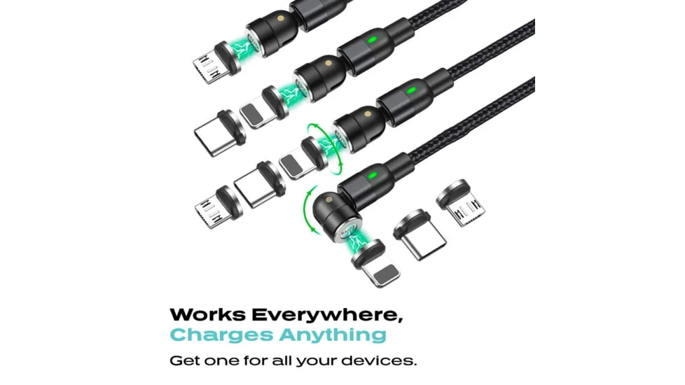 Statik 360 Universal Charge Cable W/ 3 Rotating Magnetic Connectors 3ft/1M 5 Statik 360 Universal Charge Cable W/ 3 Rotating Magnetic Connectors 3ft/1M - Image 3