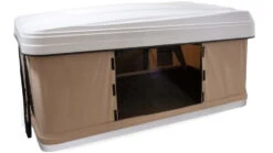 TRUSTMADE Hardshell Rooftop Tent -Garmin Shop opplanet trustmade hardshell rooftop tent white grey 82 7x49x35 4in or02rt01 whitegrey av 1